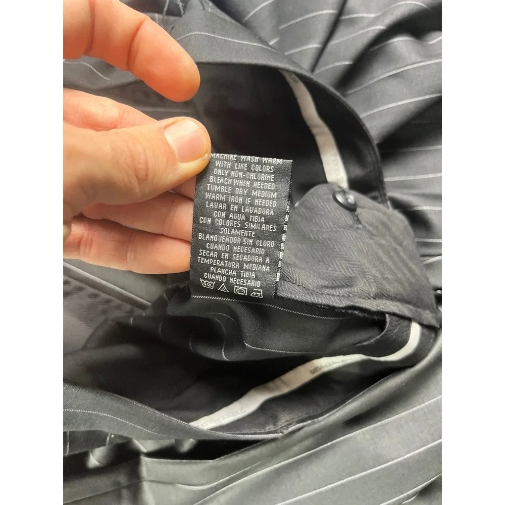 Perry Ellis Portfolio Mens Black Pinstripe Neo-Luxe Dress Pants 38x30 New